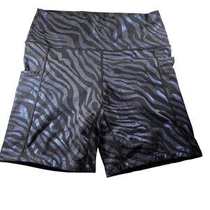 CVG shorts black Grey metallic animal print M exercise fitness yoga running